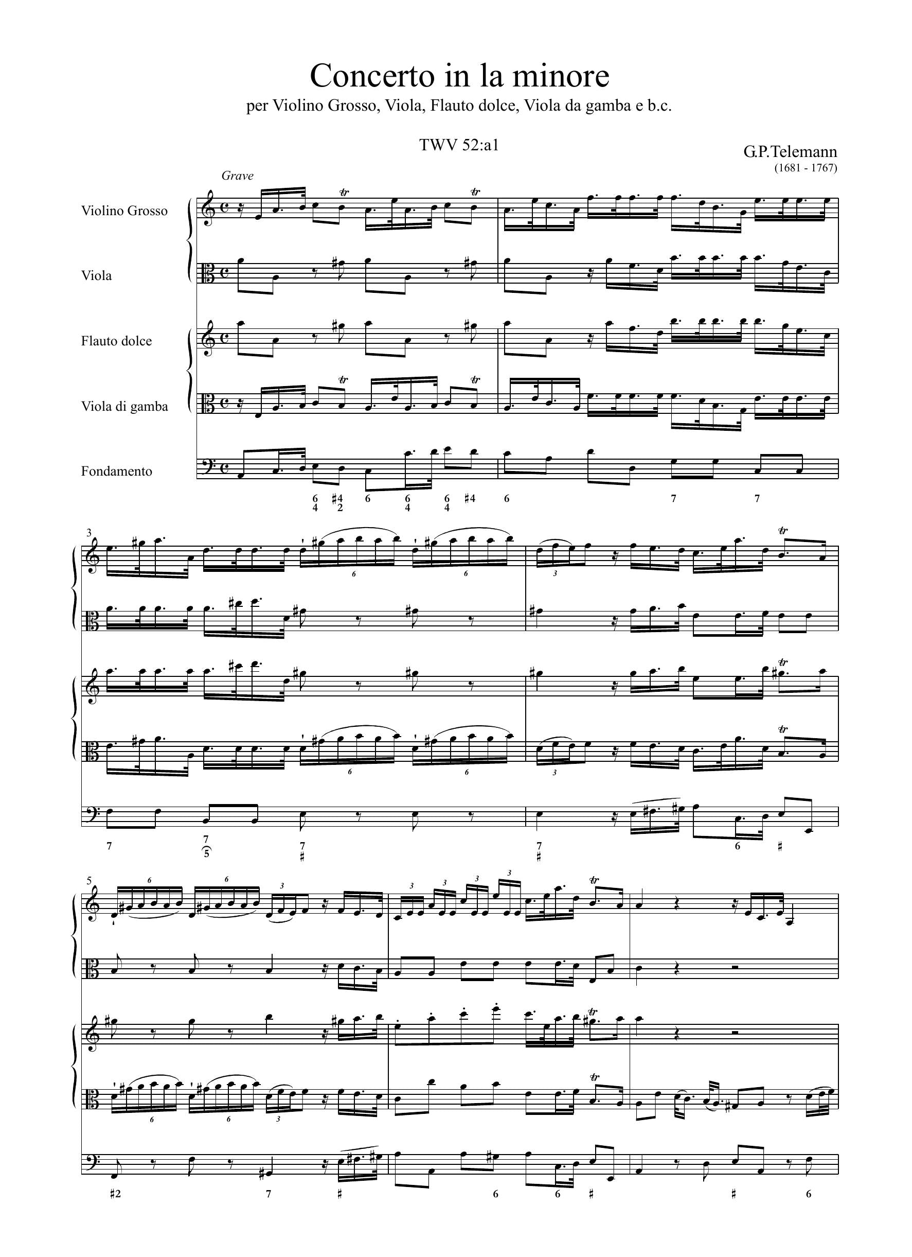 G.Ph. Telemann: Concerto in la minore TWV 52:a1