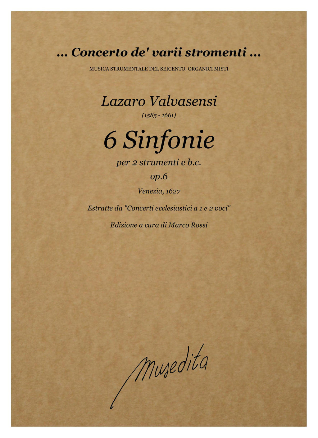 L. Valvasensi: 6 Sinfonie (Venezia, 1627)