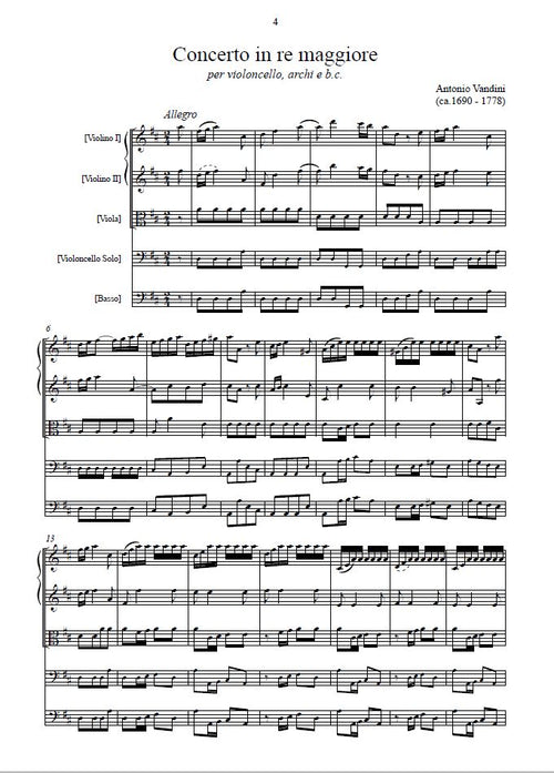 A. Vandini: Concerto in re maggiore