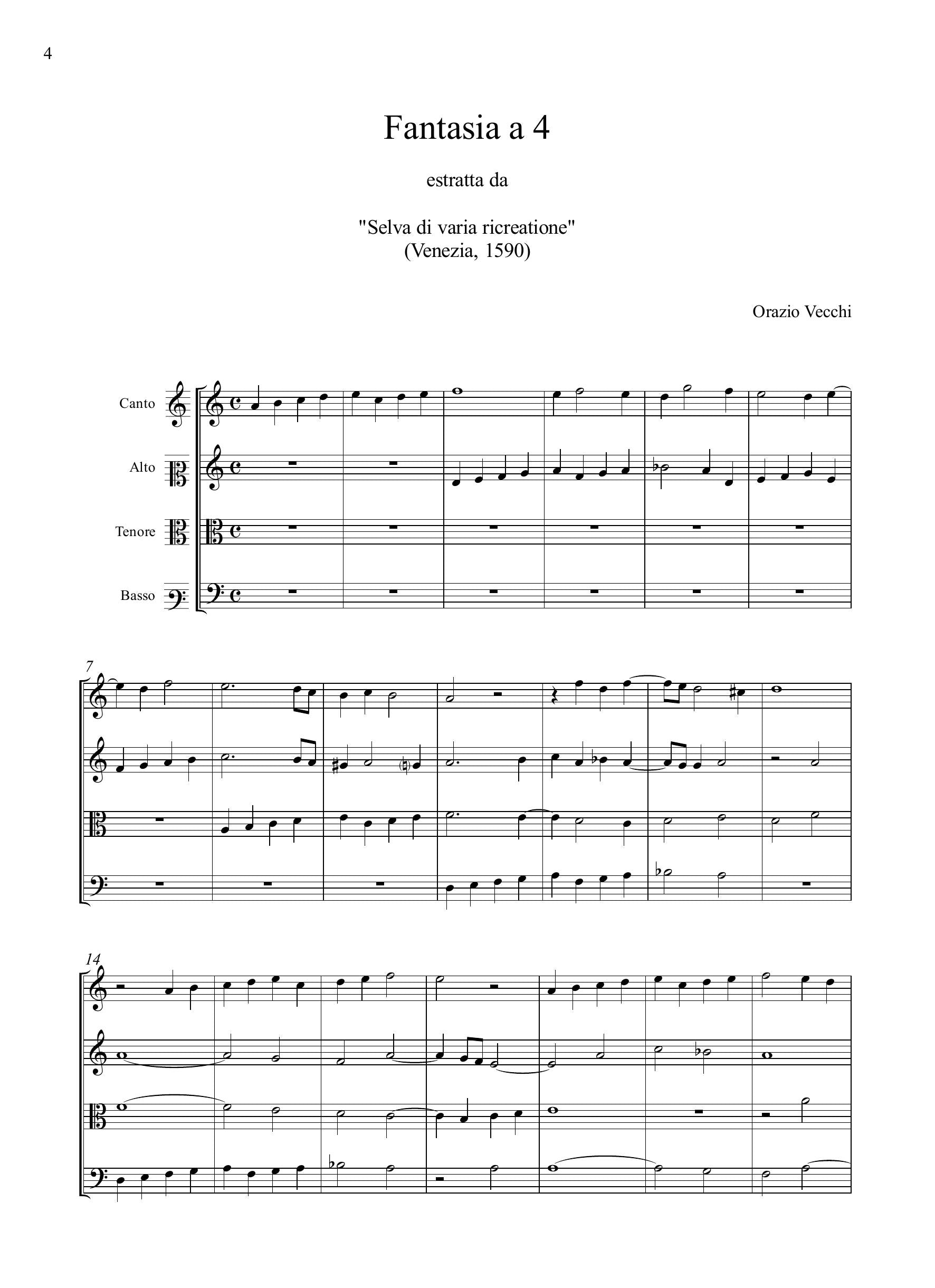 O. Vecchi: Fantasia a 4 (Venezia, 1590)