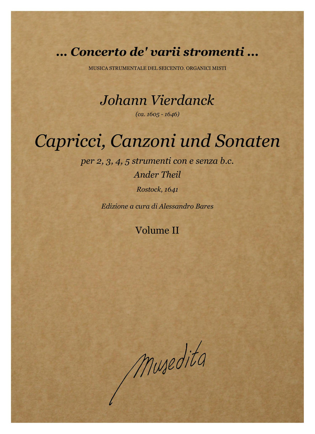 J. Vierdanck: Capricci, canzoni und sonaten (ander Theil) (Rostock, 1641)