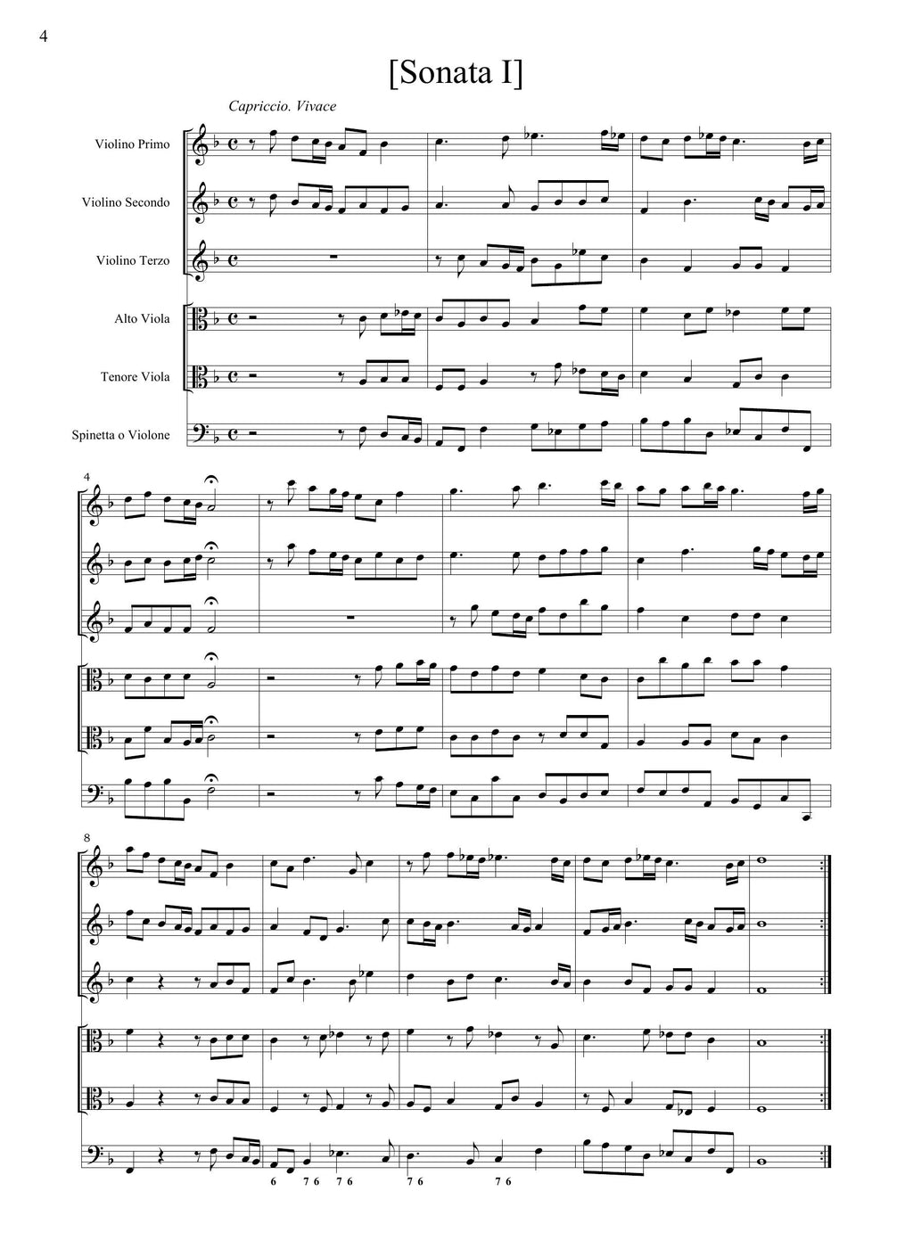 G.B. Vitali: Varie sonate alla francese e all'italiana a sei strumenti op.11 (Modena, 1684)