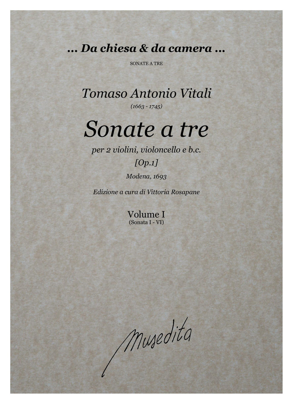 T.A. Vitali: Sonate a tre [op.1] (Modena, 1693)