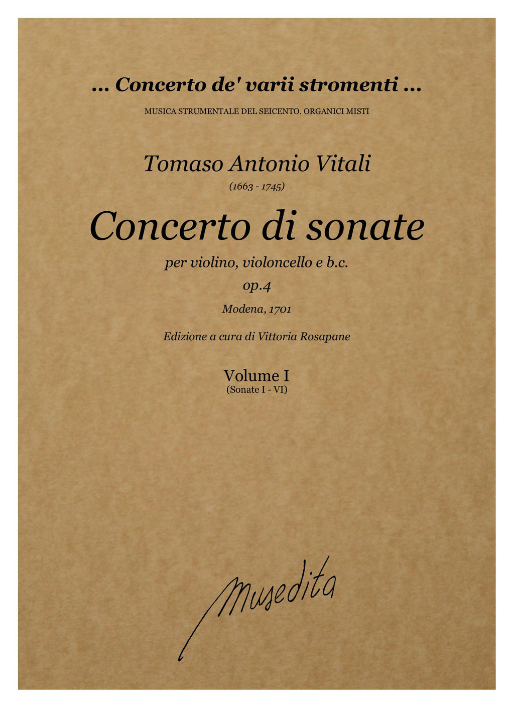 T.A. Vitali: Concerto di sonate op.4 (Modena, 1701)