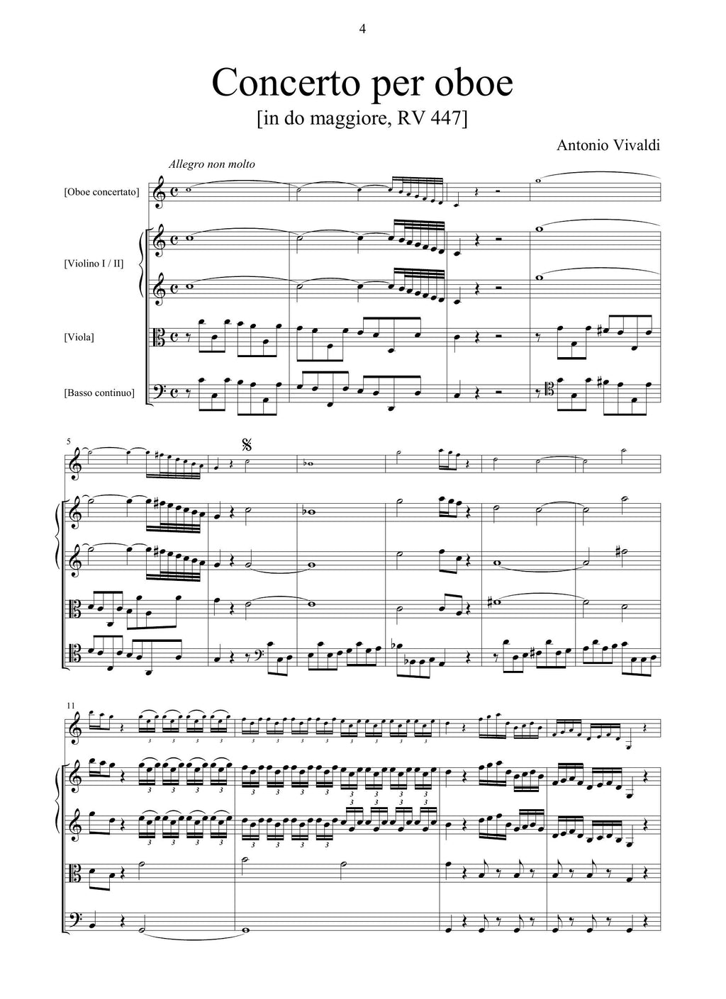 A. Vivaldi: Concerto in do maggiore RV 447