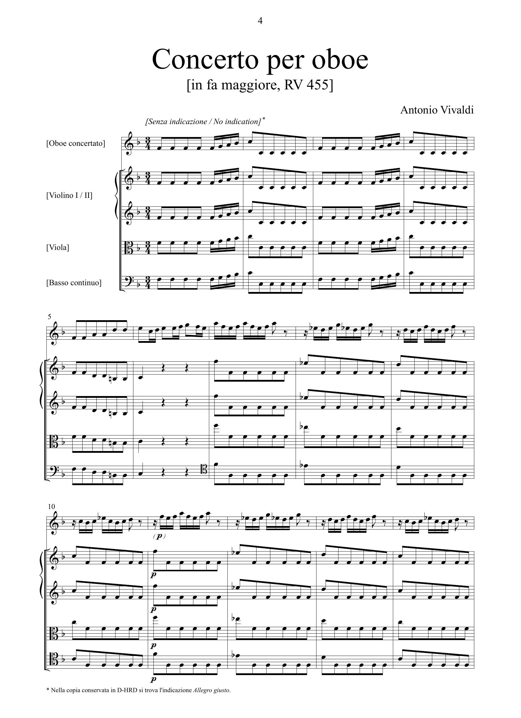 A. Vivaldi: Concerto in fa maggiore RV 455