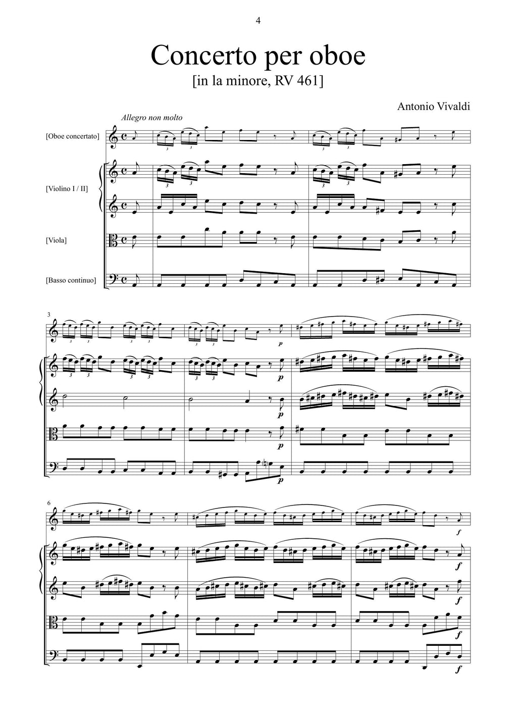 A. Vivaldi: Concerto in la minore RV 461