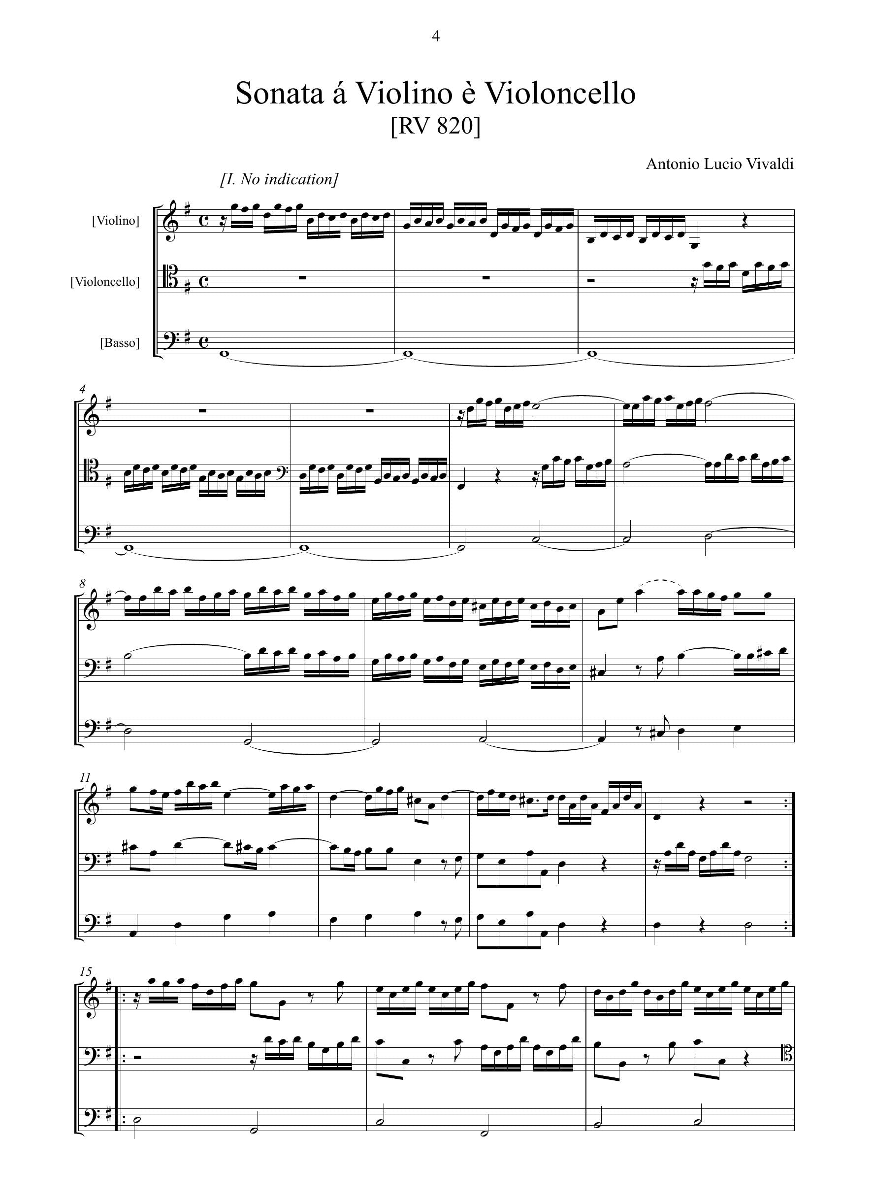 A. Vivaldi: Sonata in sol maggiore RV 820